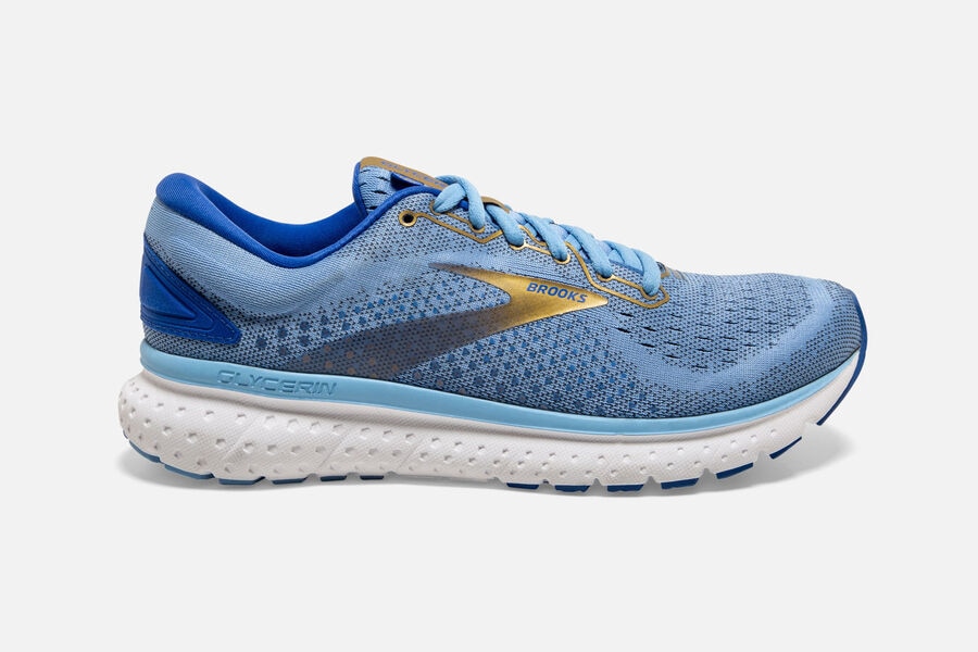 Brooks Women's Glycerin 18 Road Running Shoes Flower/Blue/Gold AXWY-20913